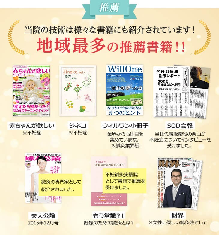 当院の技術は様々な書籍にも紹介されています!地域最多の推薦書籍!!